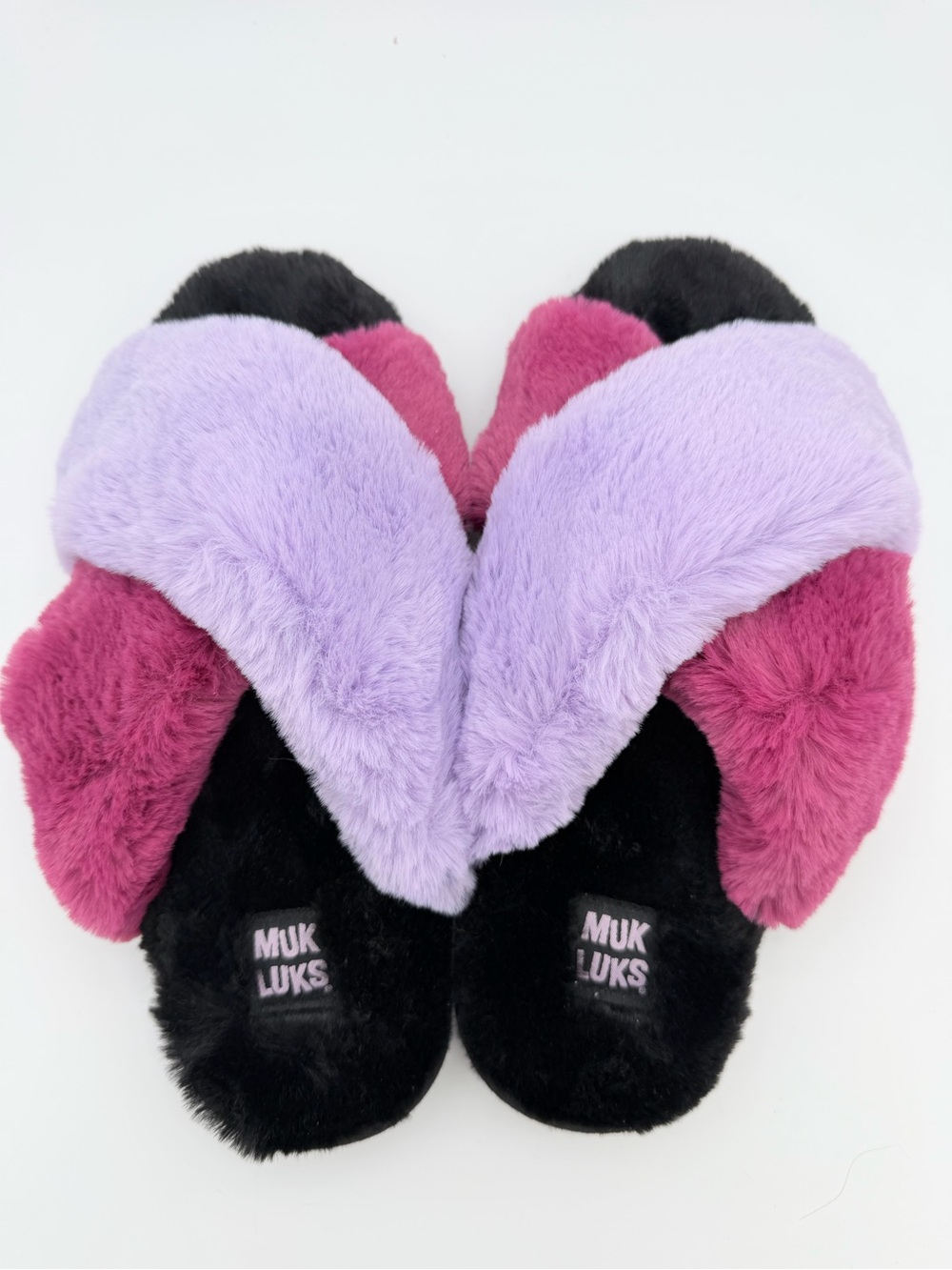 MUK LUKS Faux Fur Cross-Band Slippers Women’s Medium 7–8